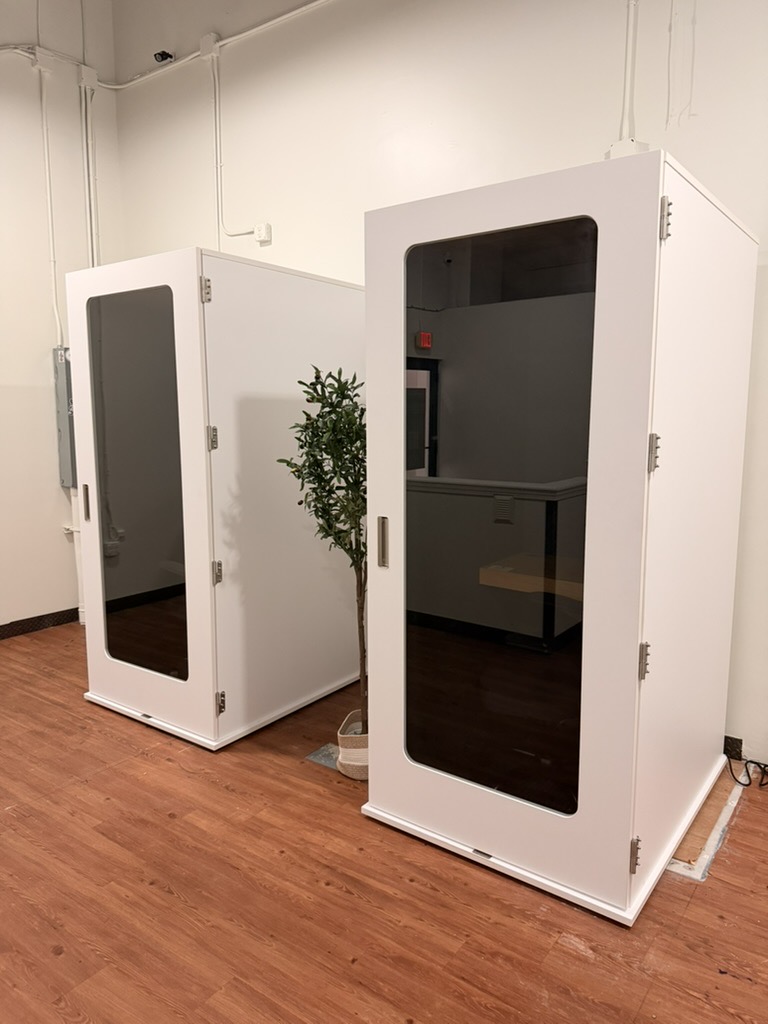 Two white private Focus Pods