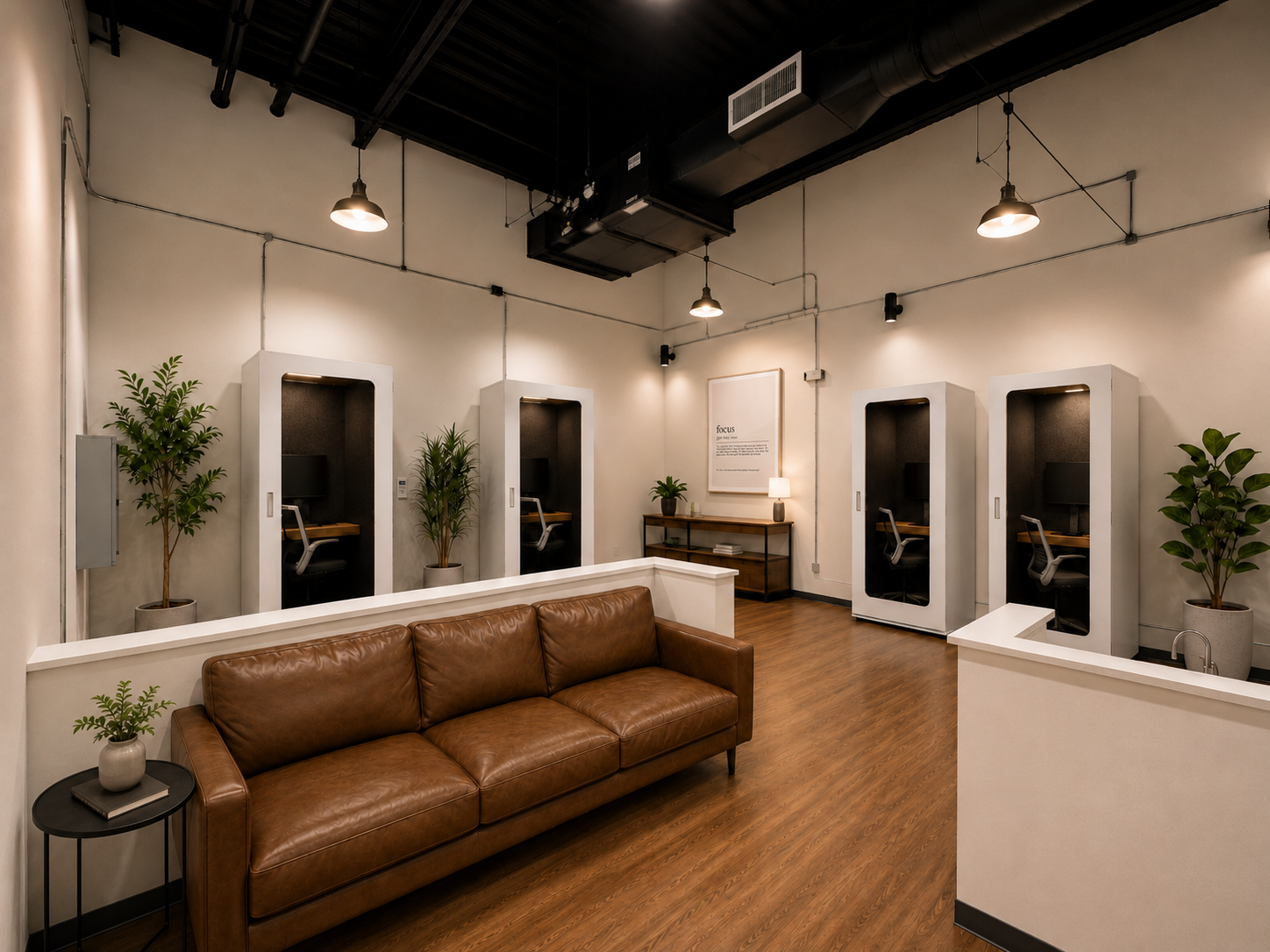 Interior of a Focus Lounge private study pod